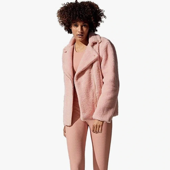 Beach Riot NWT Sherpa Moto Jacket Pink - Picture 1 of 10